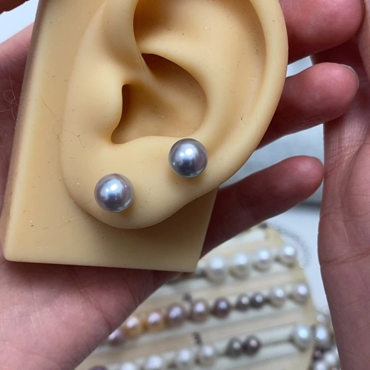珍珠8m海水淡水珍珠银S925镶嵌
