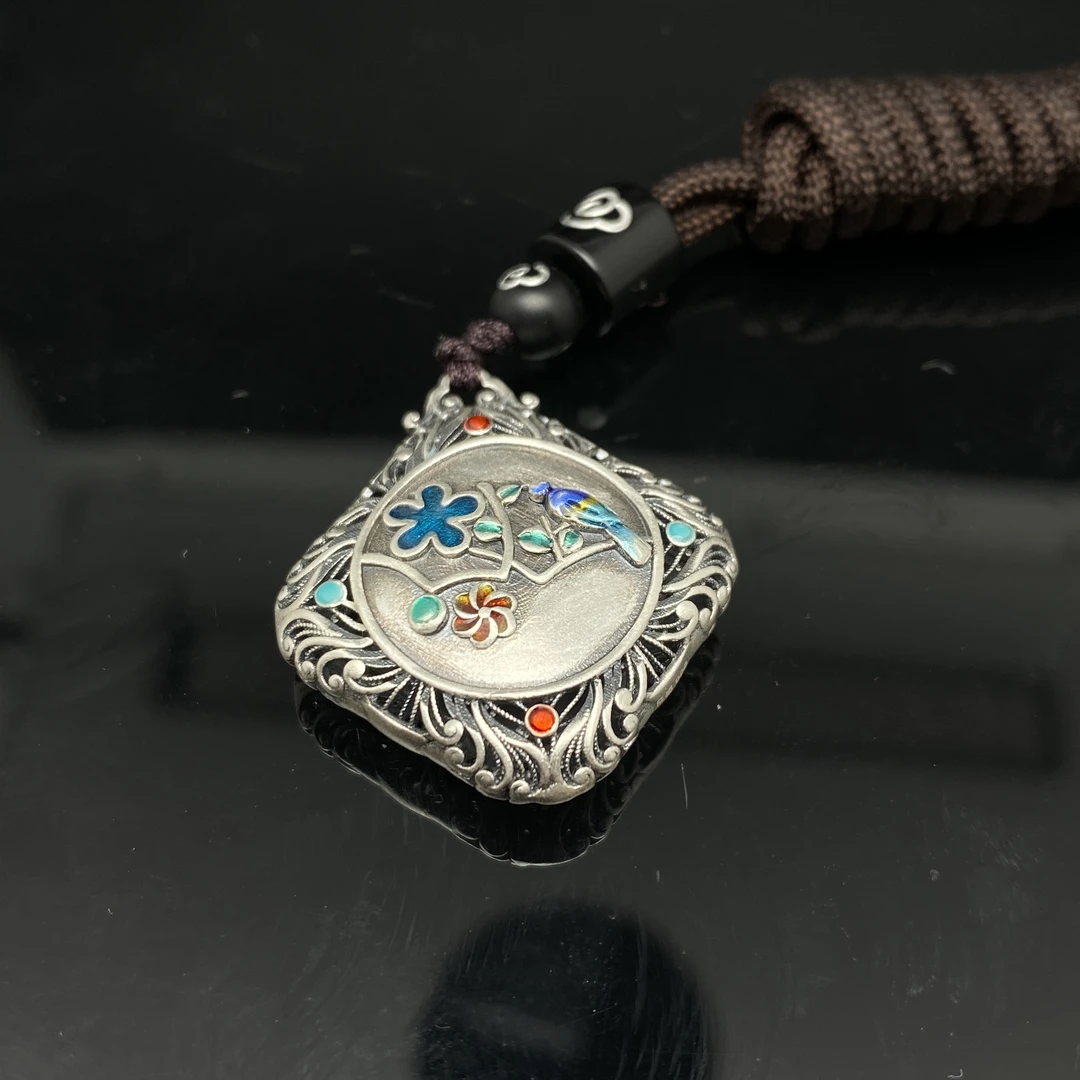 B0314GMD574足银烧蓝项链