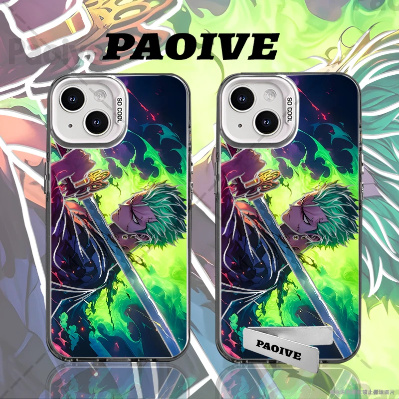 新款索隆适用于创意小众苹果华为一加小米手机彩银防摔壳Paoive