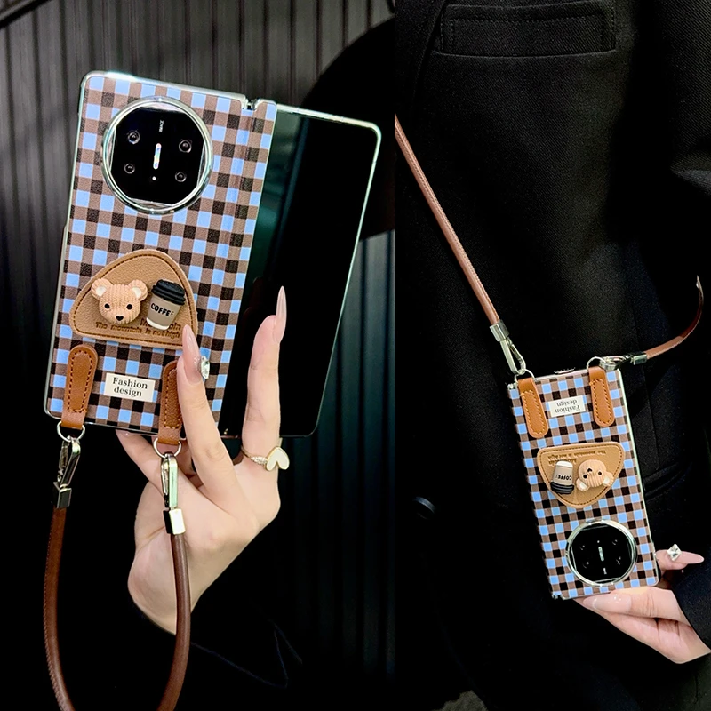 适用华为matex5手机壳折叠屏mateX7中轴新款x6典藏版x3皮纹创意女