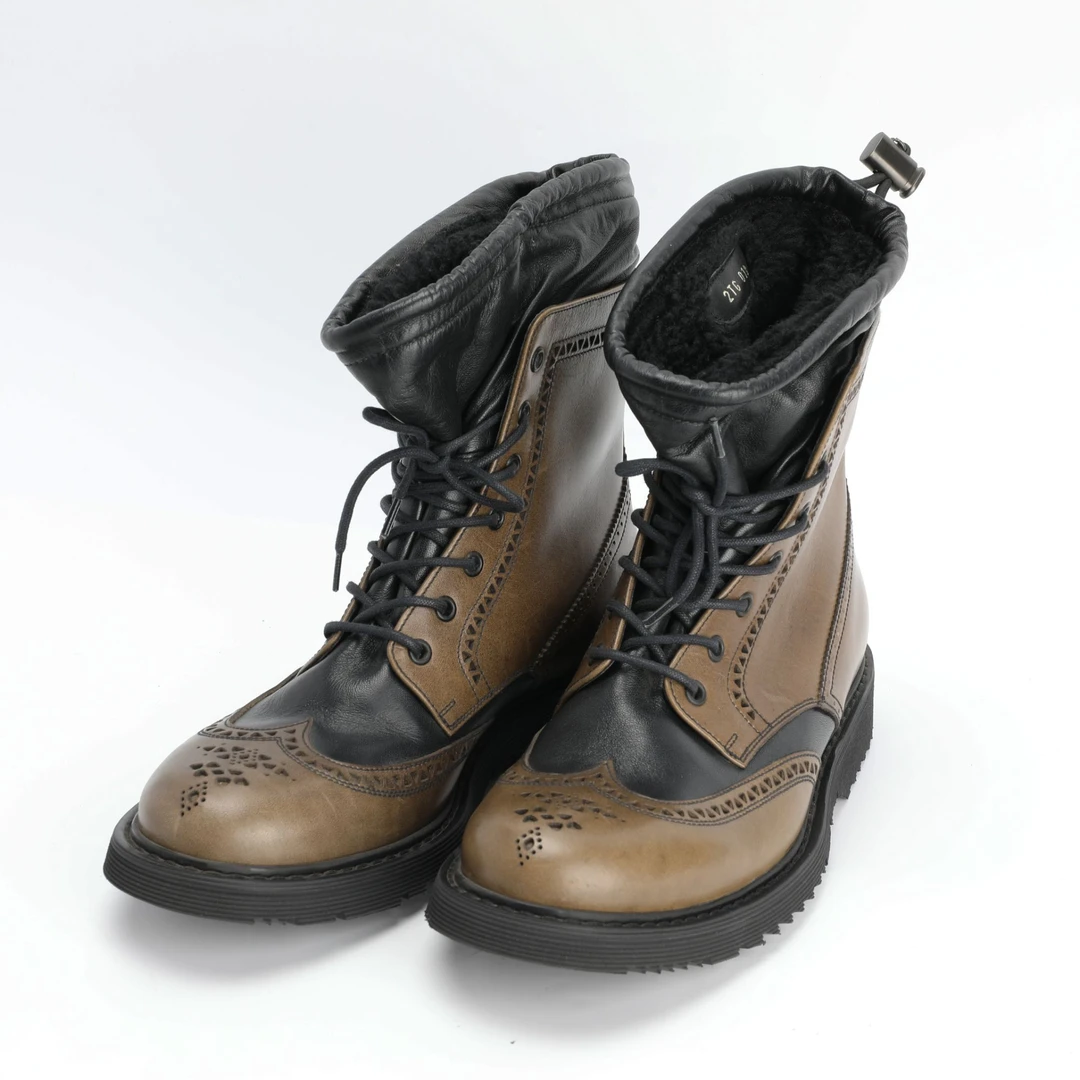 Prada/普拉达 男士冬季高帮马丁靴加厚绒 2TG018-A000-3A6J