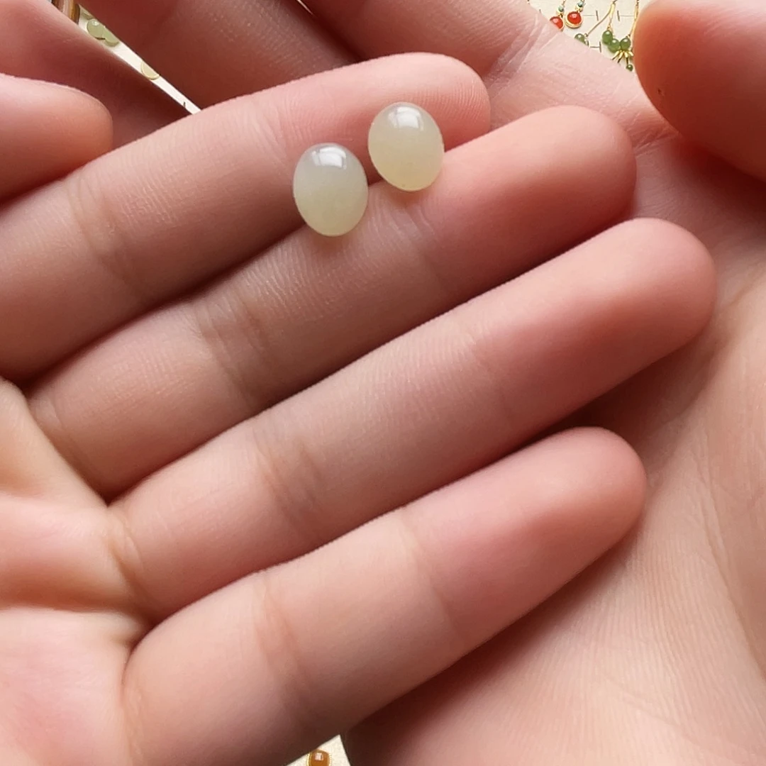 银S925镶嵌和田玉耳饰