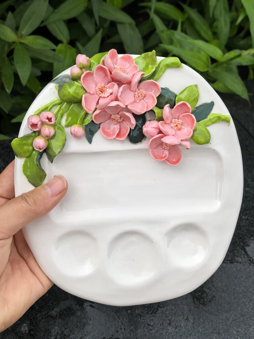 陶瓷调色盘纯手工制作花花调色盘