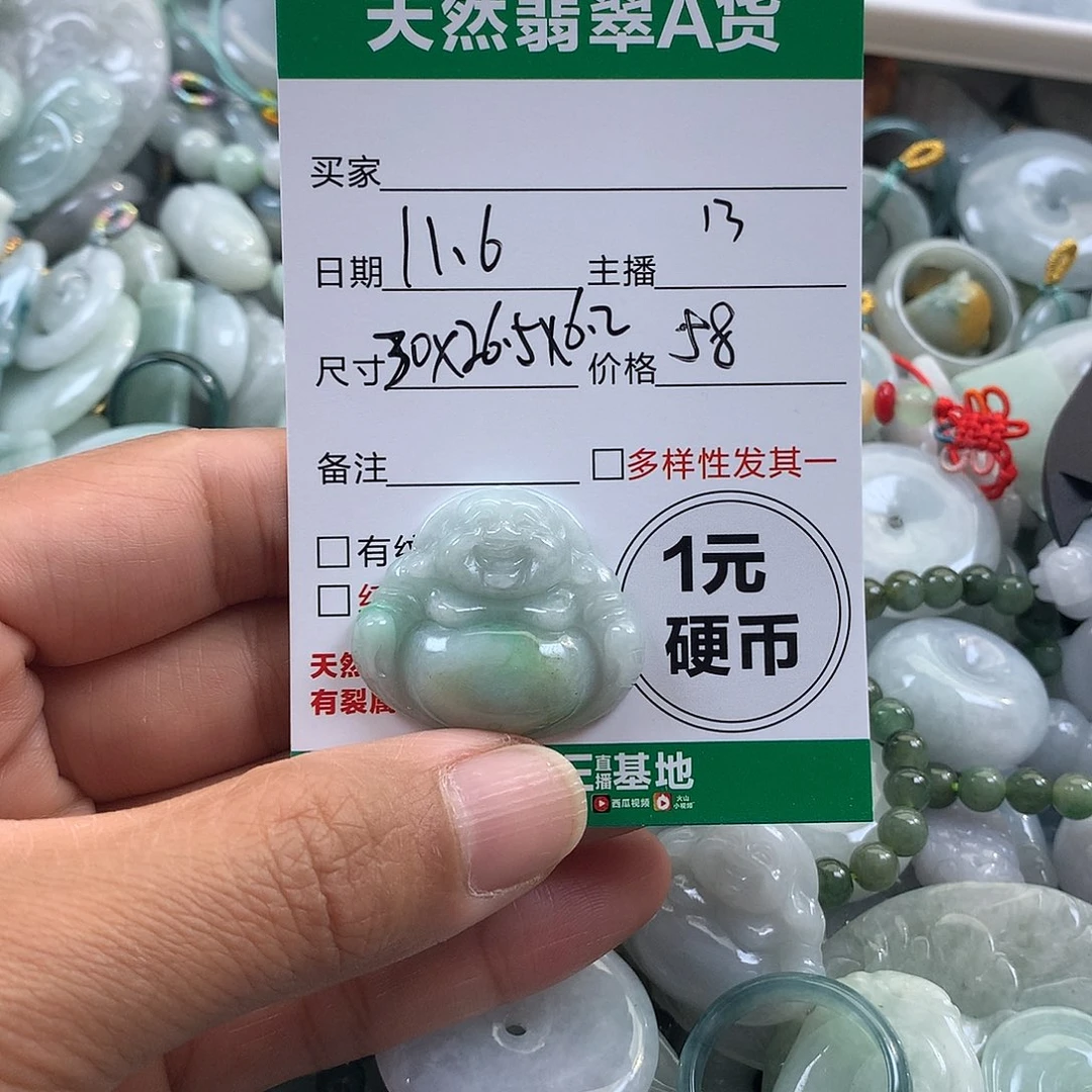 翡翠未镶嵌吊坠(不含链)