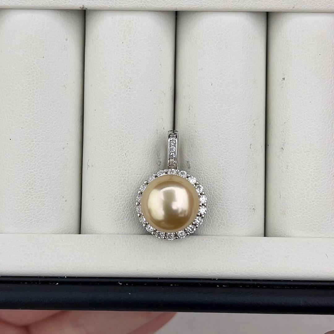 定制海水珍珠未镶嵌裸珠极光金巴面珠12-13mm