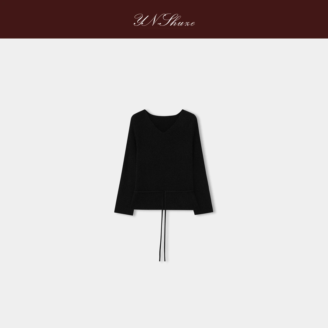 YN-SHUZE【柔织束雅】V领宽松型针织长袖打底衫SZ-YNB-PJ26085
