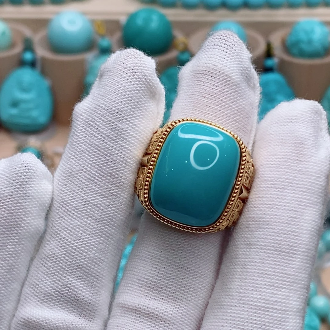 绿松石18K金镶嵌珠宝奇石