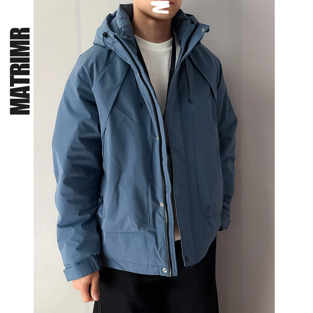 【凡客同款】男士连帽短款羽绒服90白鸭绒冬冲锋衣防风防水工装外套