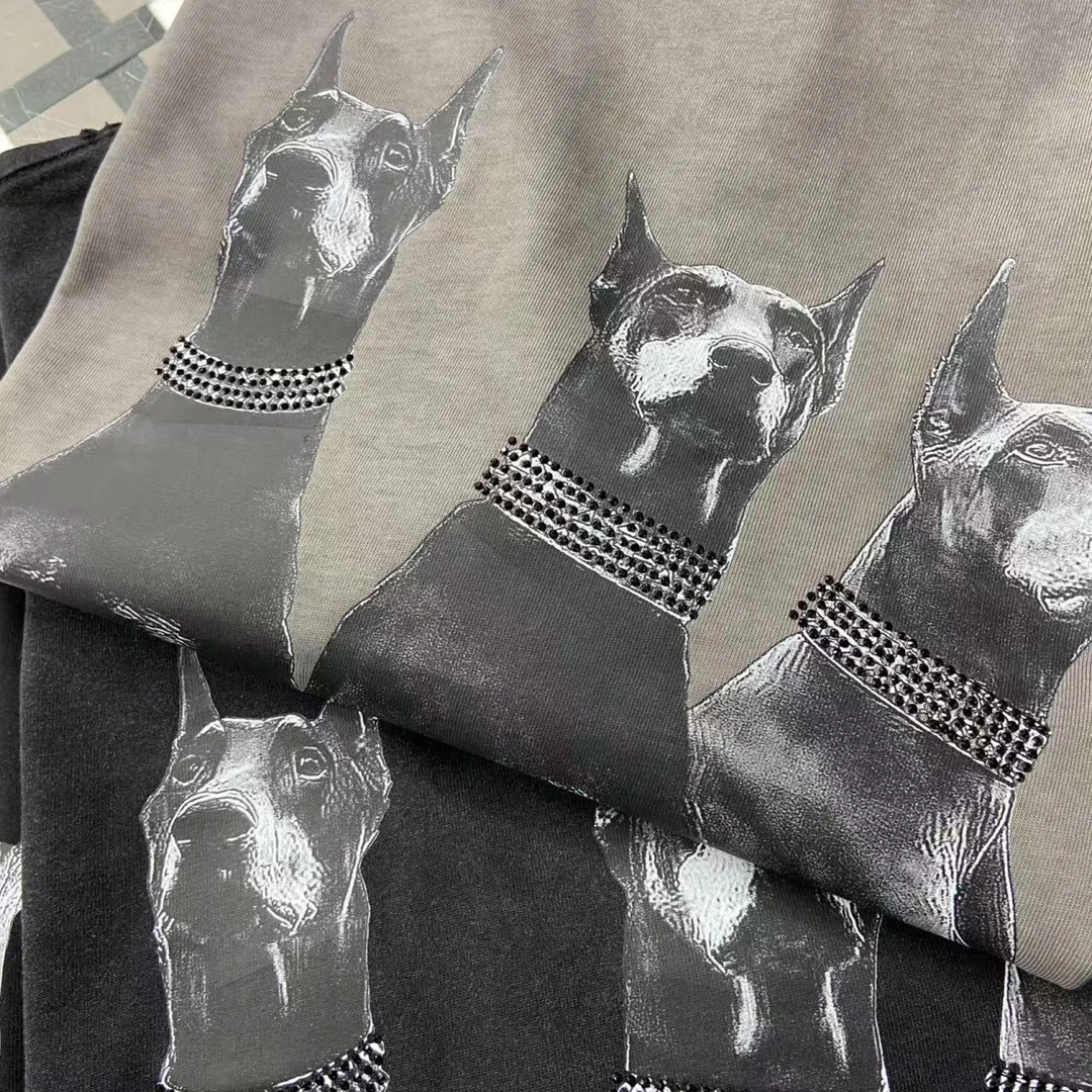 52号链接【三支狗】重磅洗水做旧潮牌春夏宽松时尚圆领休闲半袖157