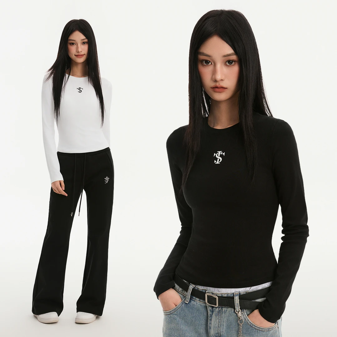 STK SmallTownKid沙漏腰打底长袖T恤新款净色性感辣妹紧身弹力女