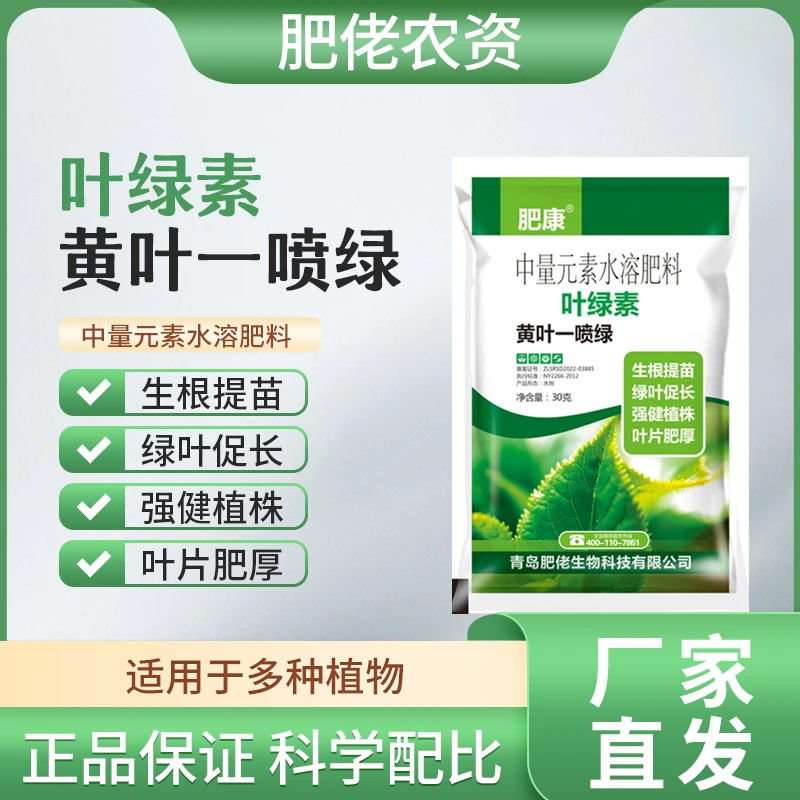 叶绿素黄叶一喷绿氨基酸叶面肥提苗壮棵增绿增厚中量元素水溶肥