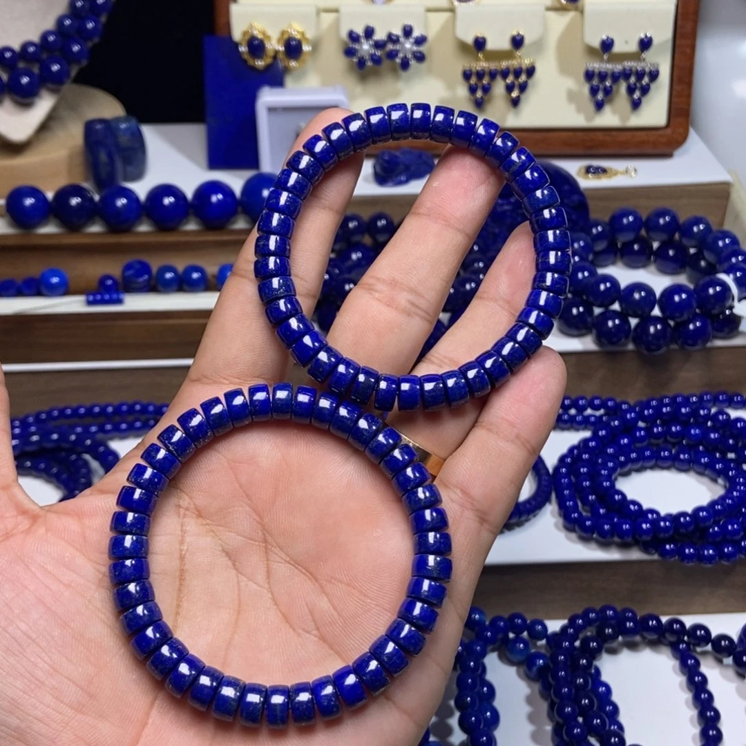 青金石未镶嵌福利 老矿 精工 药片 手串#多样性发一#8+