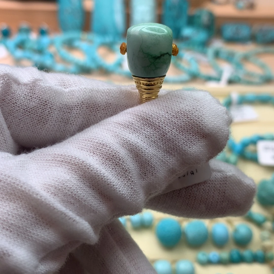 绿松石18K金镶嵌珠宝奇石