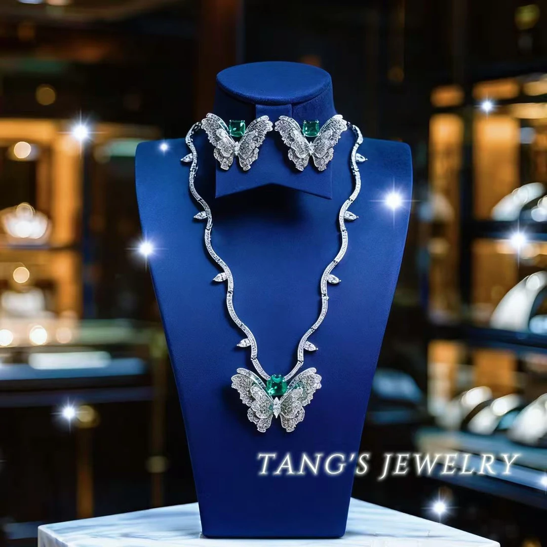 高奢｜两用款绿蝶套装项链耳环&胸针&耳饰绿蝴蝶