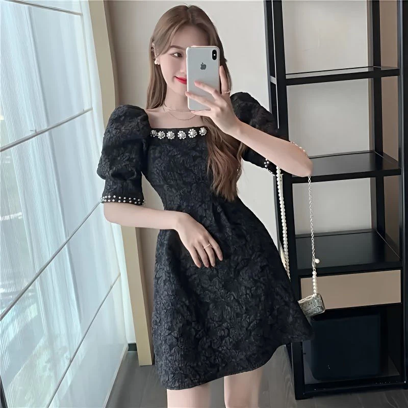 名媛小香风连衣裙2025夏季新款高级法式矮个子收腰显瘦轻奢A字裙