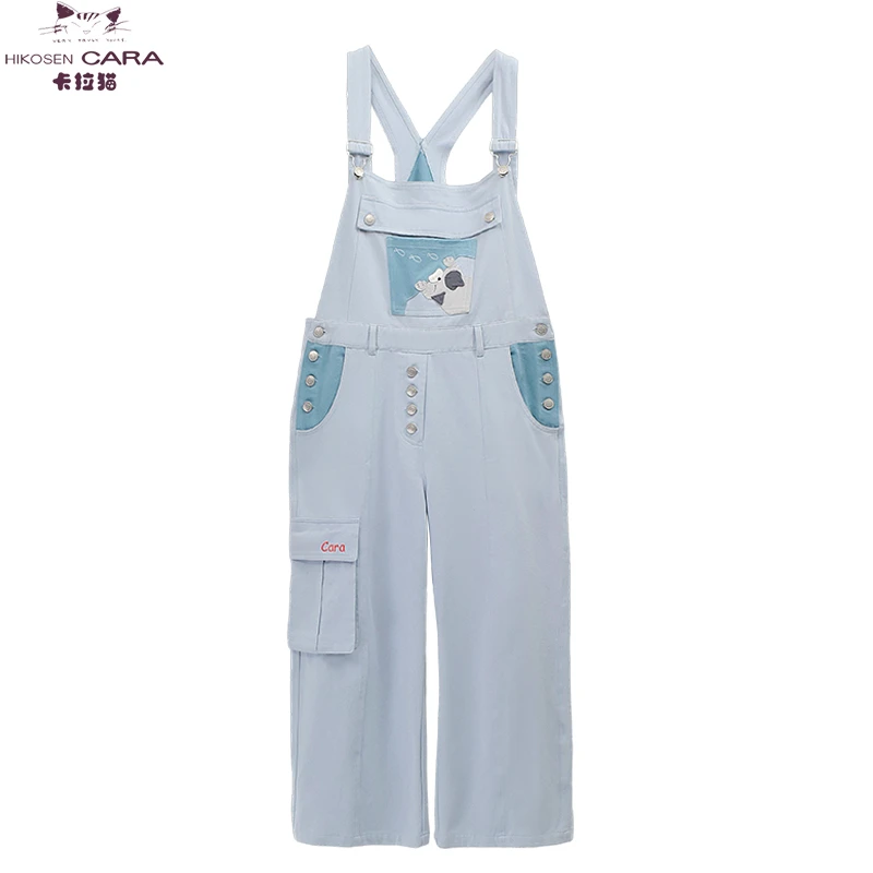 HIKOSENCARA卡拉猫春秋夏夏季宽松背带裤长裤时尚舒适休闲裤裤子