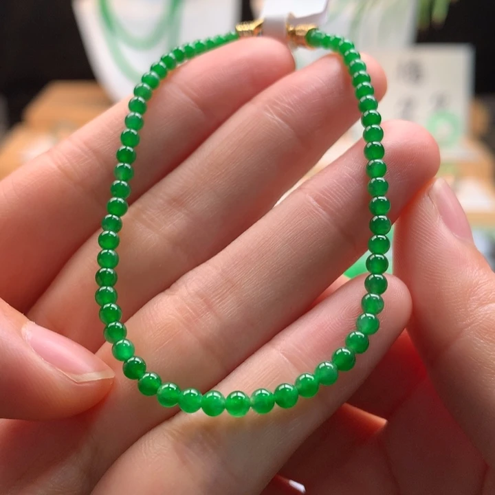 翡翠未镶嵌手链天然缅甸A货翡翠卡3mm