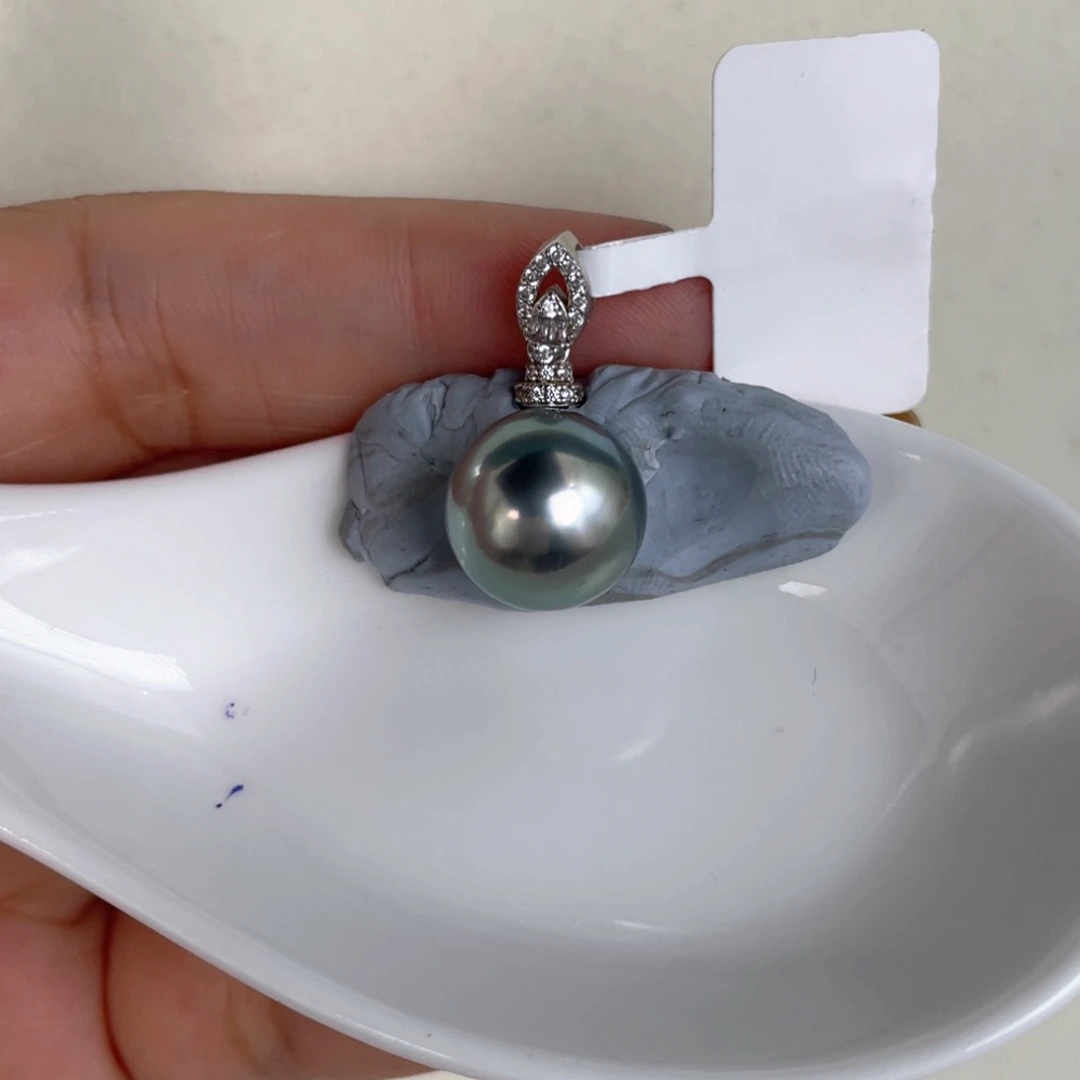 定制海水珍珠裸珠银S925镶嵌大溪地
