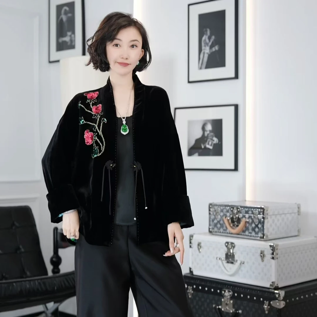 Betty Bairn【东方墨兰】高端定制桑蚕丝短绒外套24B-BW7619