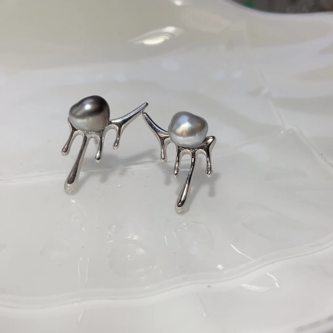 爱***阳海水珍珠耳饰银S925镶嵌