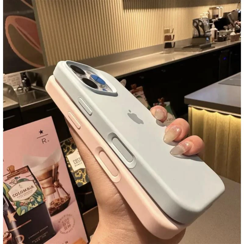 17适用苹果16pro一体相机按键手机壳新天蓝液态硅胶13防摔15X减震