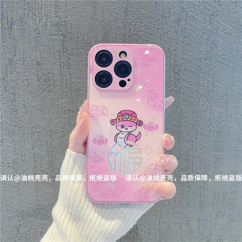 蛇年福金属玻璃壳适用苹果16promax手机壳华为荣耀oppo小米15vivo