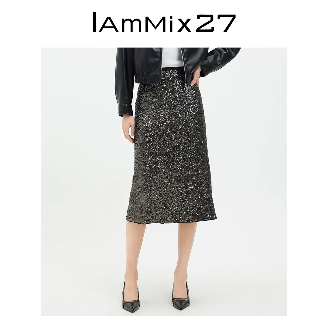 Iammix27休闲亮片半身裙M4C6271