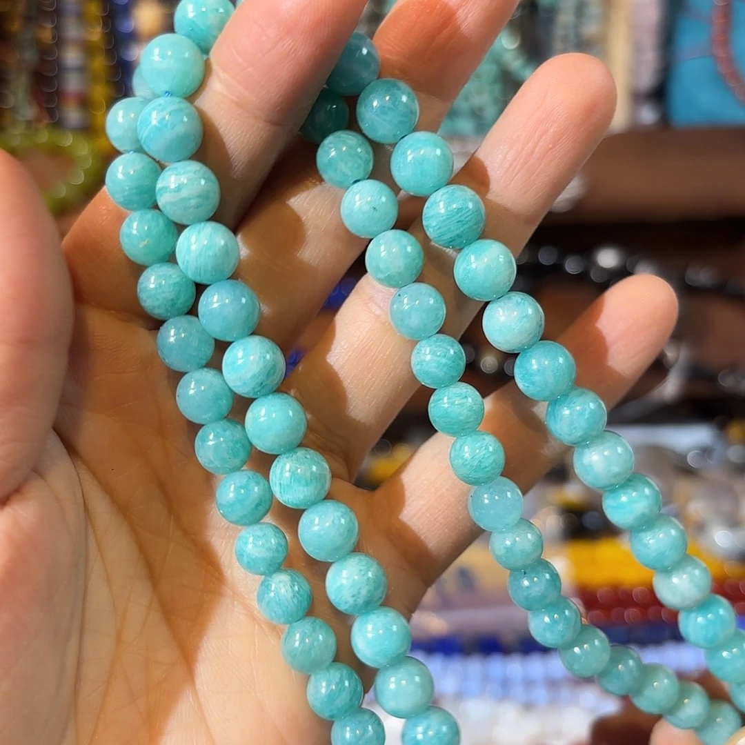 玛瑙/玉髓未镶嵌珠宝半成品天河石卡8一条