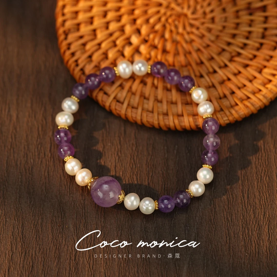 【小霞珠宝】水晶手工手链百搭复古时尚彩色手作镶嵌单圈WA835