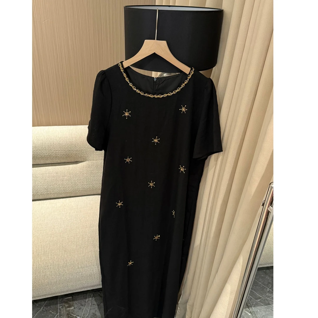 【蜜爷家】小香风重工钉珠短袖连衣裙1101#