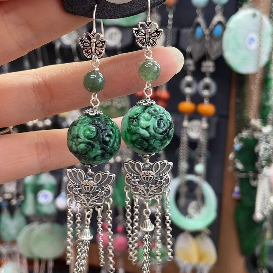 翡翠银S925镶嵌耳饰✨***✨477gjhgg