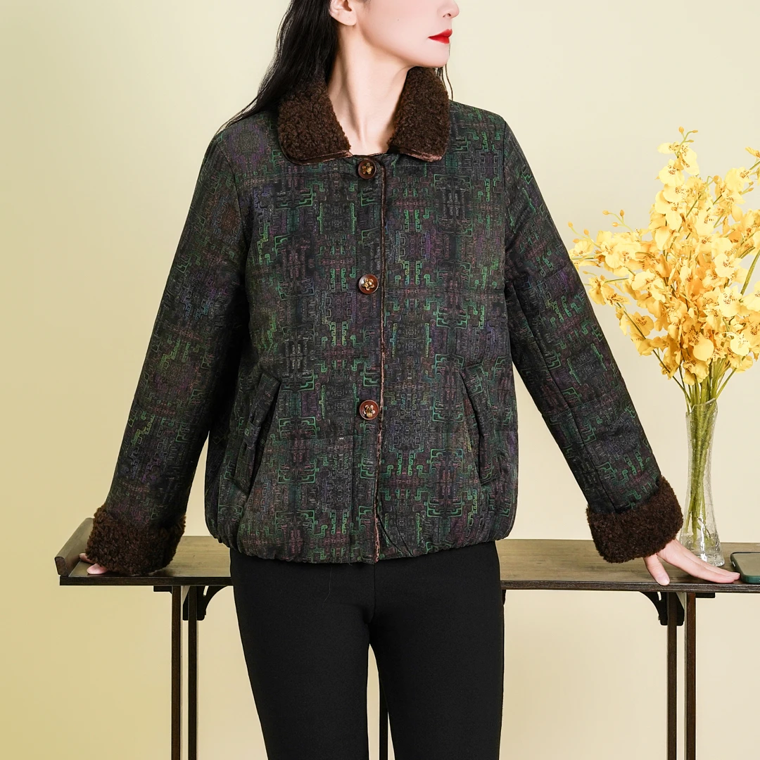 【驼绒服-钟鸣】2025新款冬季香云纱莨纱毛领复古冬款驼绒服