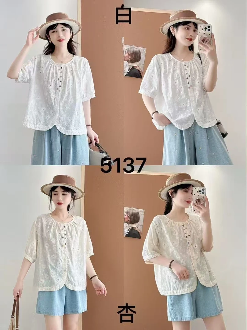 别出新裁5137彩扣上衣       衣长56