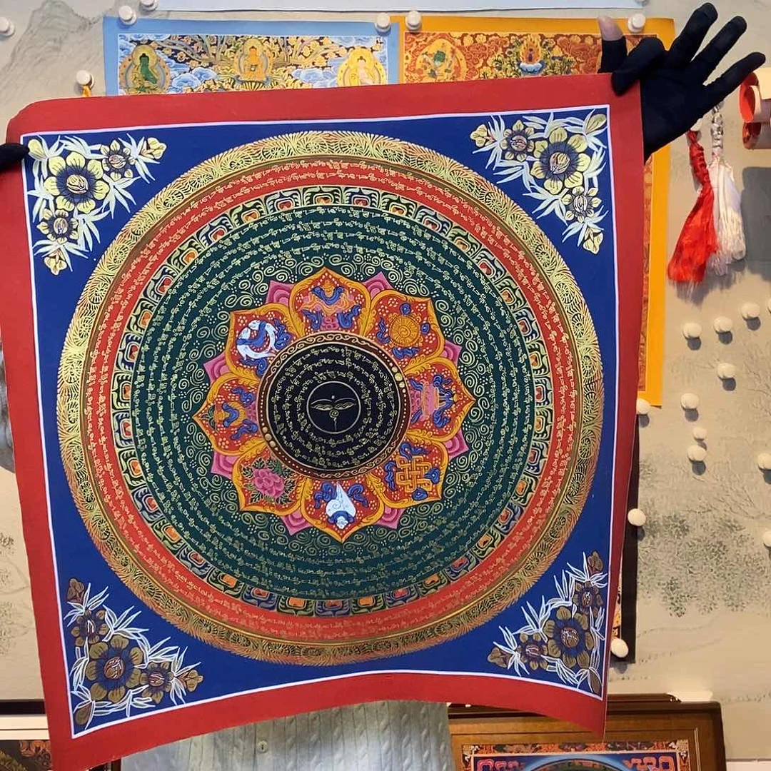卷轴画纯手绘六字真言唐卡50尺