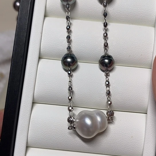 银S925镶嵌海水珍珠颈饰8-13