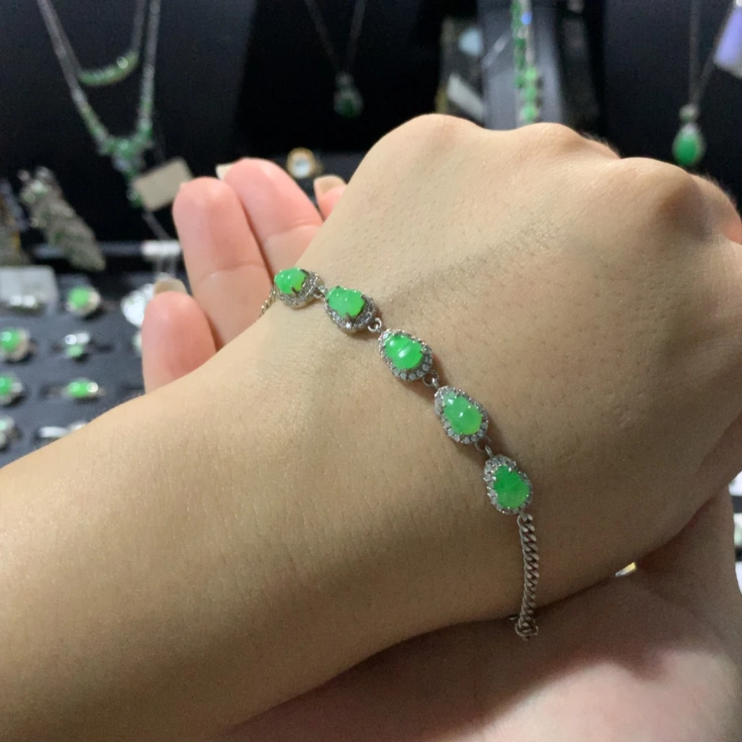 翡翠银S925镶嵌耳饰