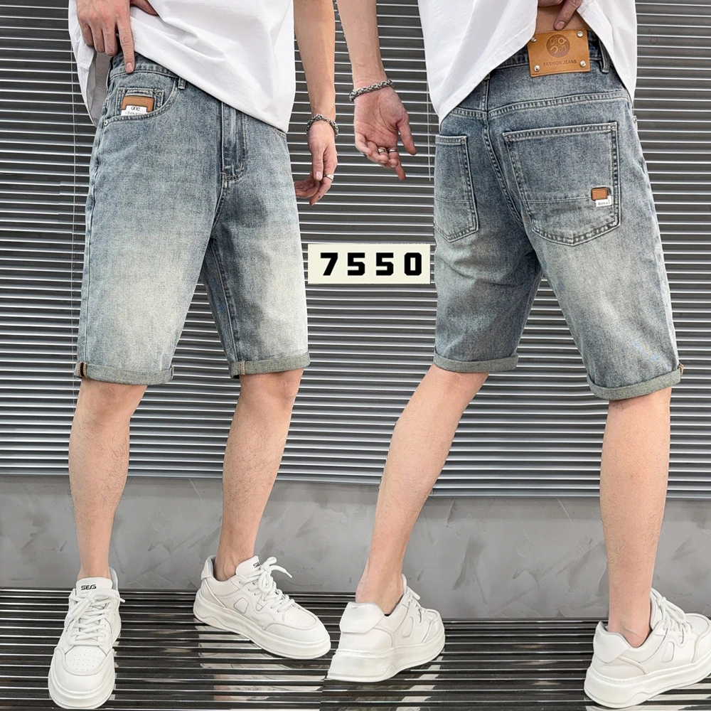 复古夏季薄款男士直筒牛仔短裤裤子中裤时尚舒适百搭休闲中裤男士