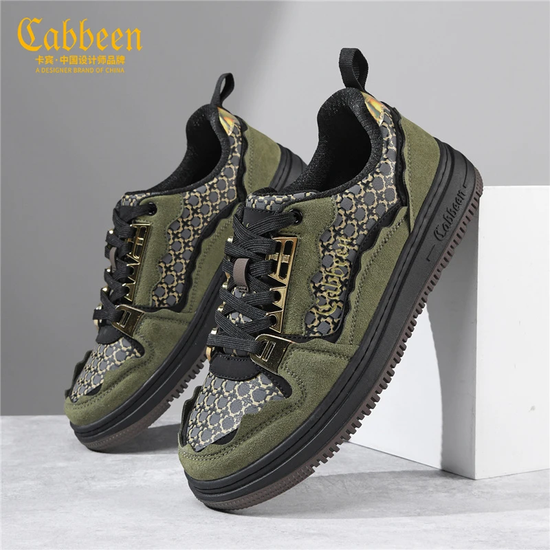 卡宾板鞋男款冬季新款男士品质休闲鞋质感拼接风潮流时尚男鞋潮鞋