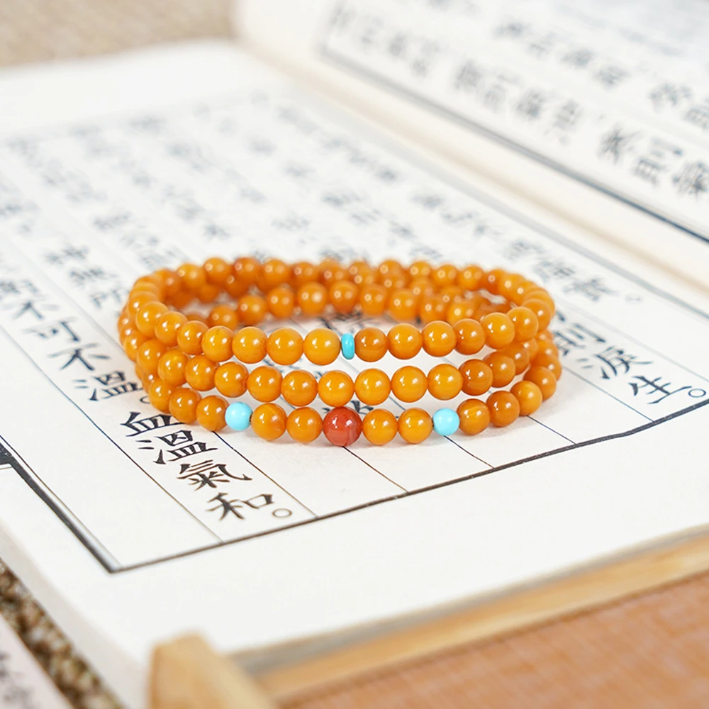 天然俄罗斯蜜蜡三圈手串QF-C43（多样性发一）