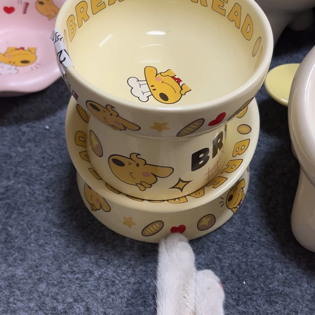 面包小狗碗2个装陶瓷