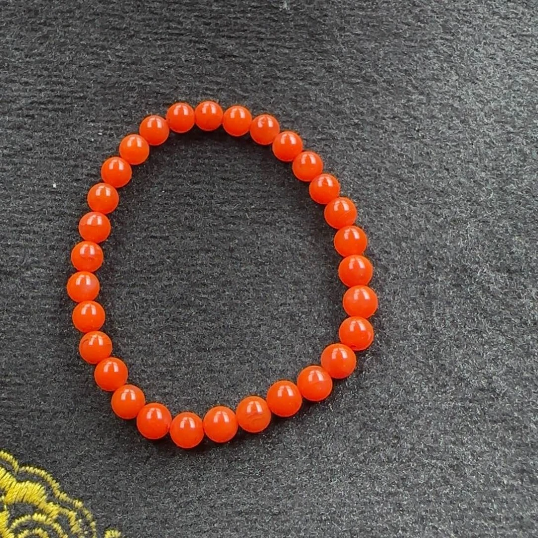 南红玛瑙未镶嵌6mm柿子红单圈