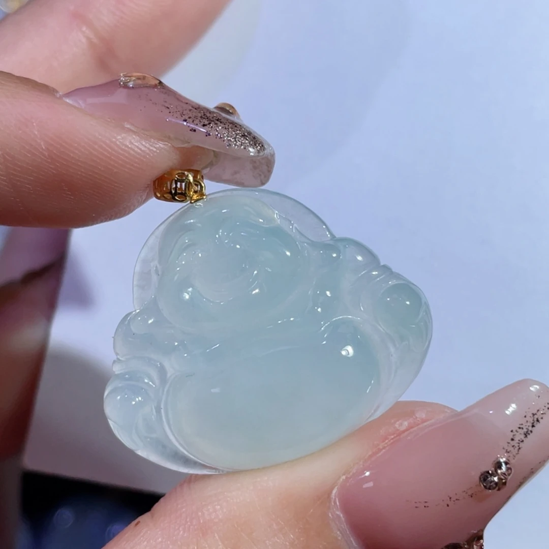 翡翠颈饰18K金镶嵌佛公