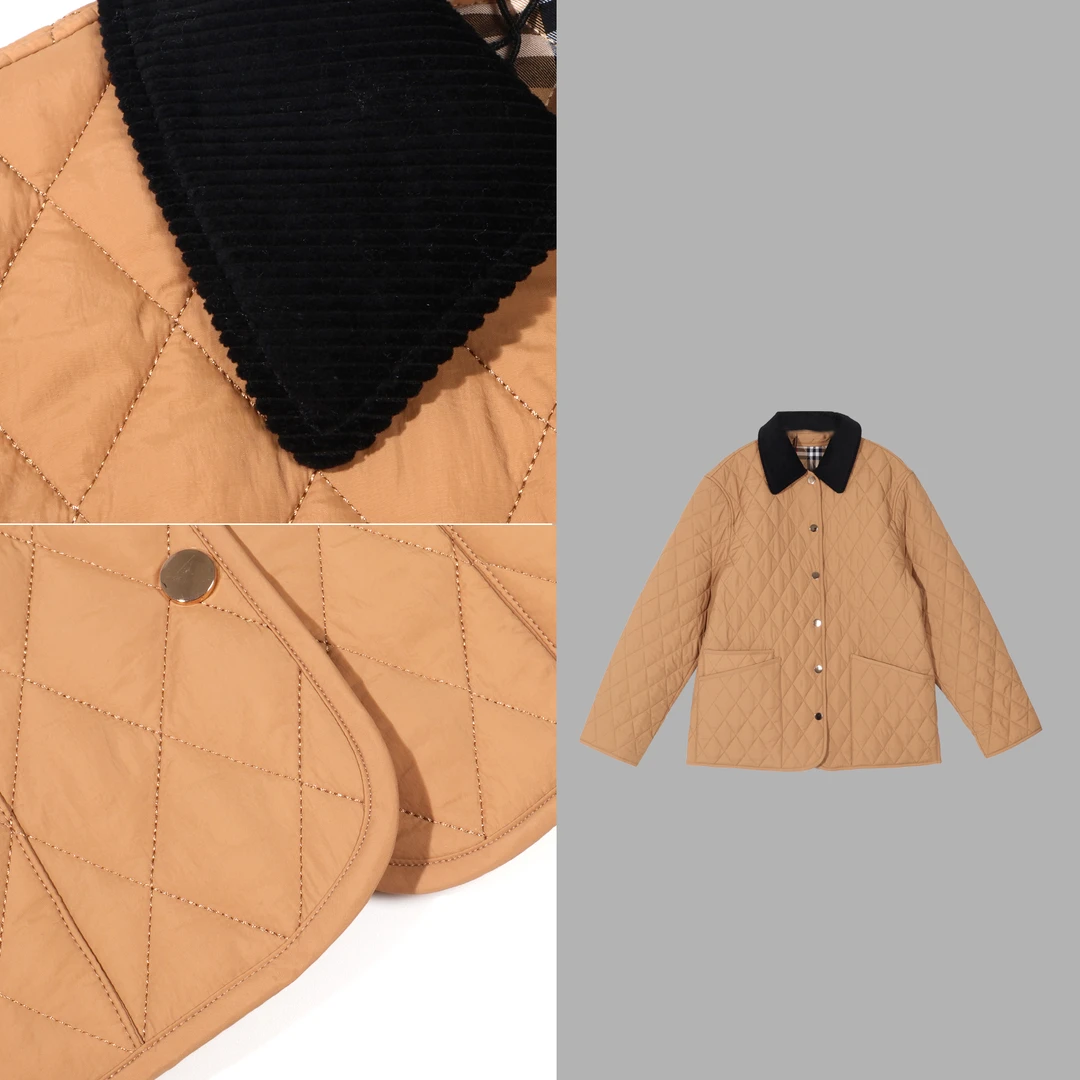 凯特丝蓓3276#【菱立】菱形格休闲宽松秋冬棉服外套