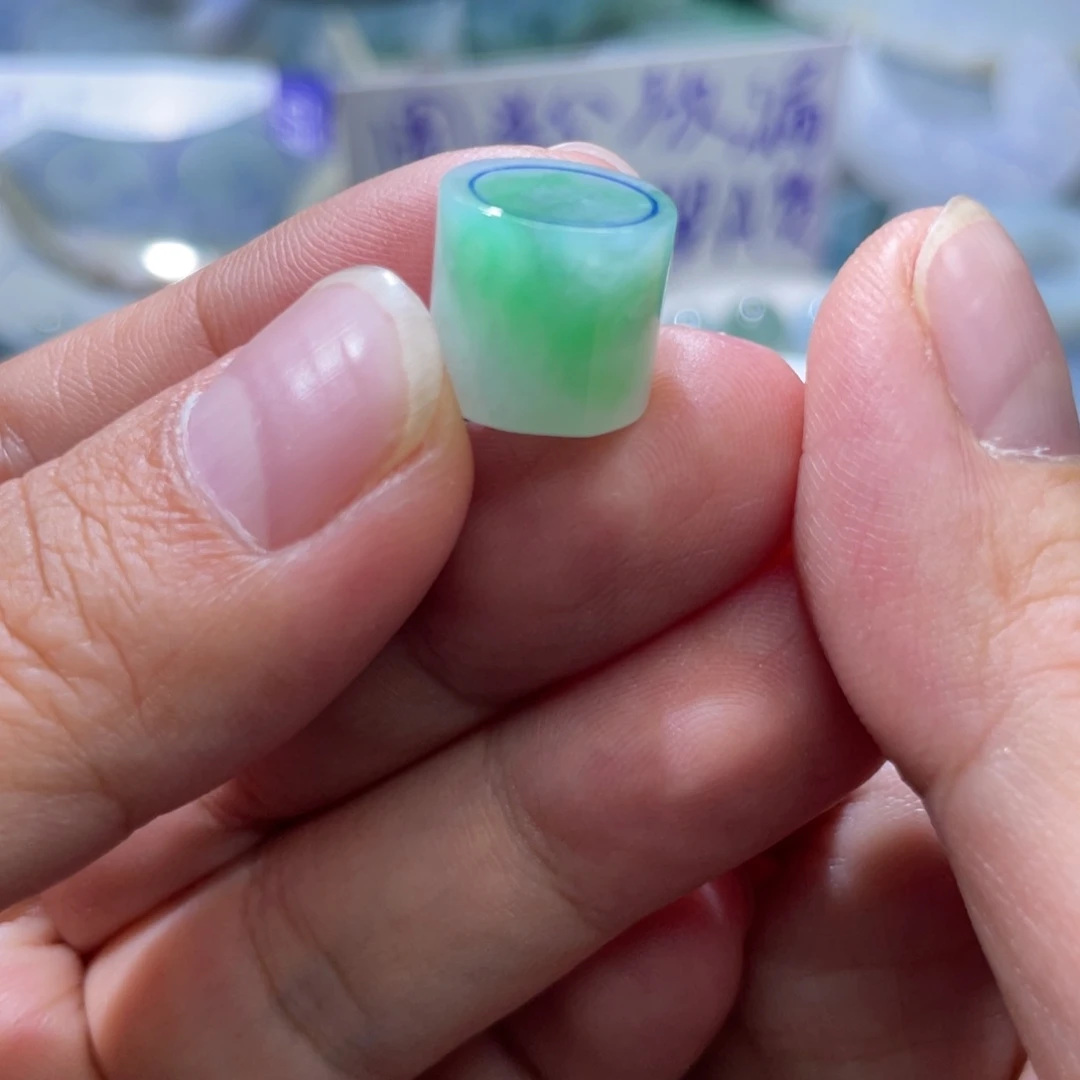 定制翡翠未镶嵌天然翡翠11➕白底青珠珠