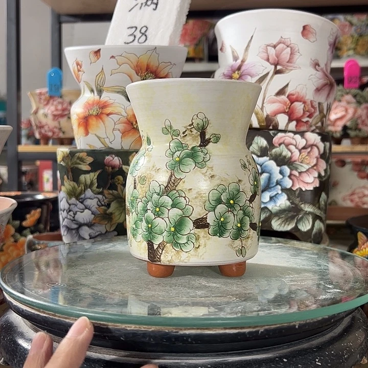 满38包邮 景德镇手绘花盆