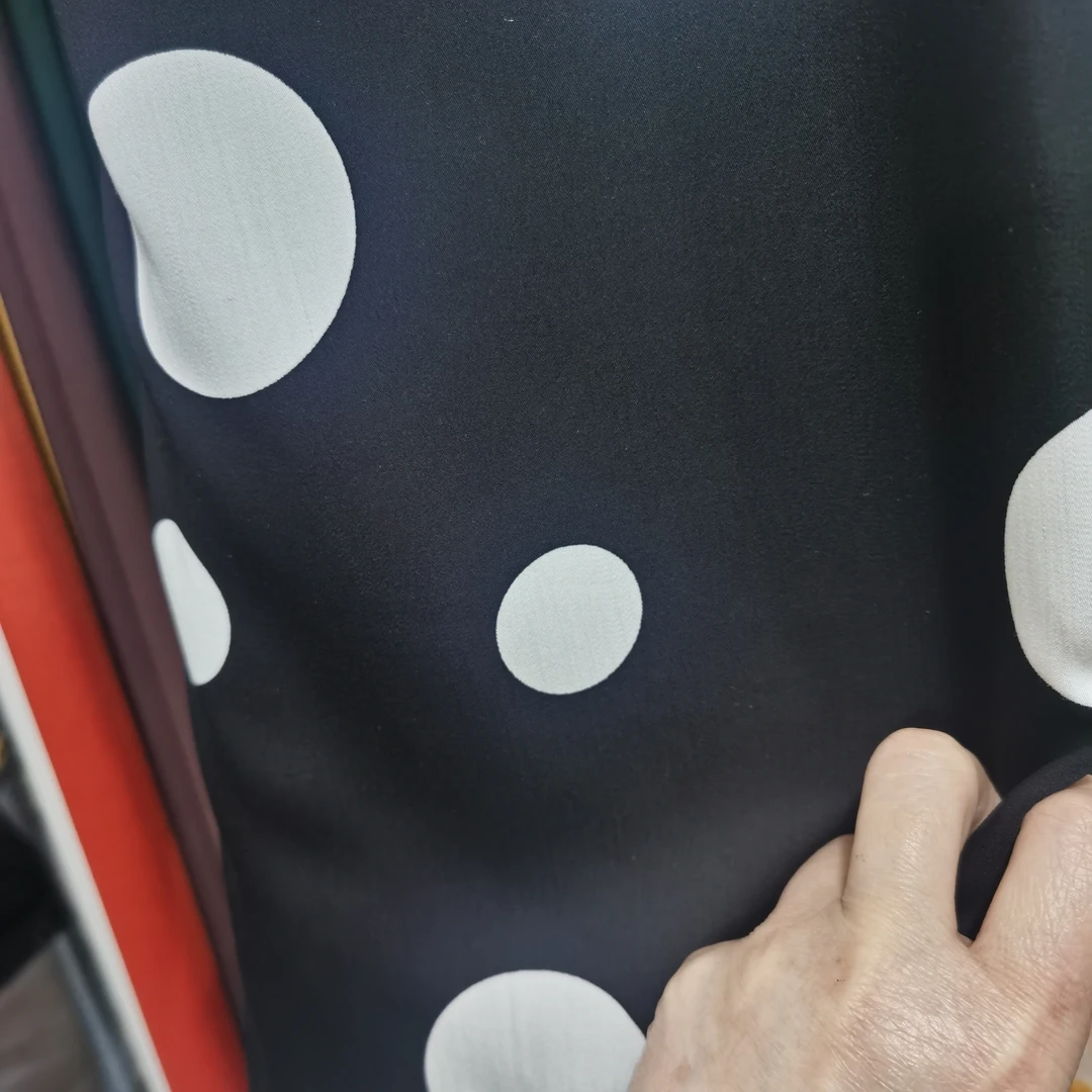 醋酸棉布料黑底大波点尺码全