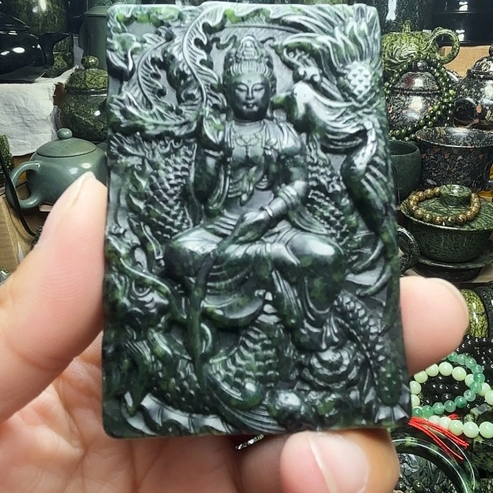 蛇纹石玉未镶嵌珠宝半成品藏玉药王石冰透龙凤观音