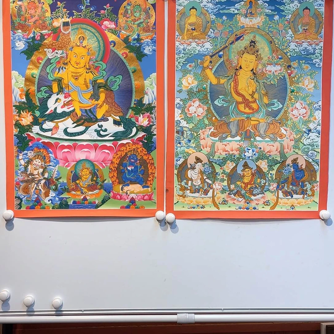 装裱画子*鱼55×75财宝天团文殊纯手绘两幅