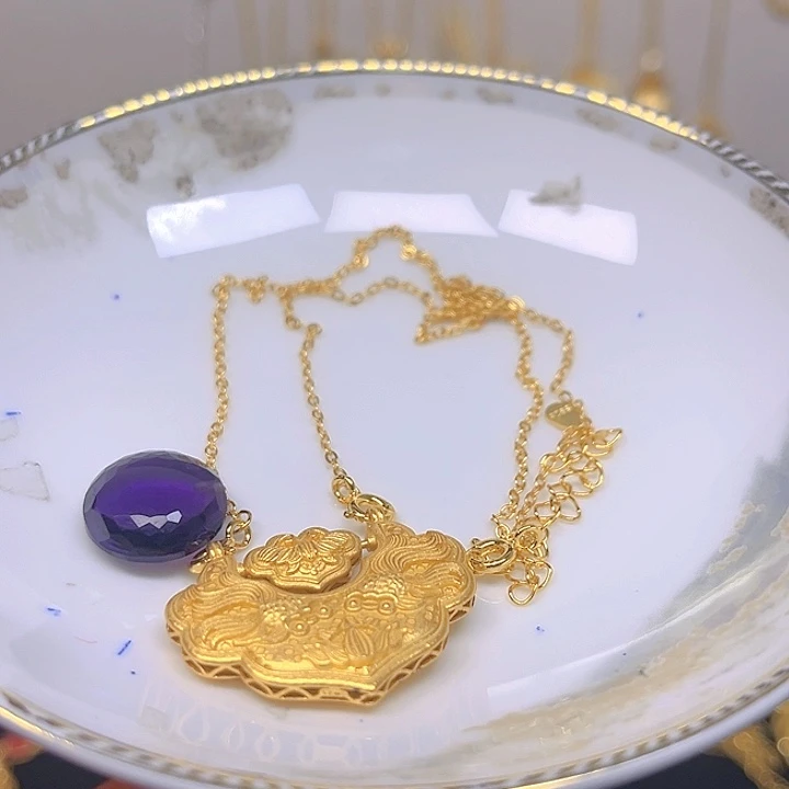 紫晶颈饰银S925镶嵌爱****瓜紫晶925镶嵌117