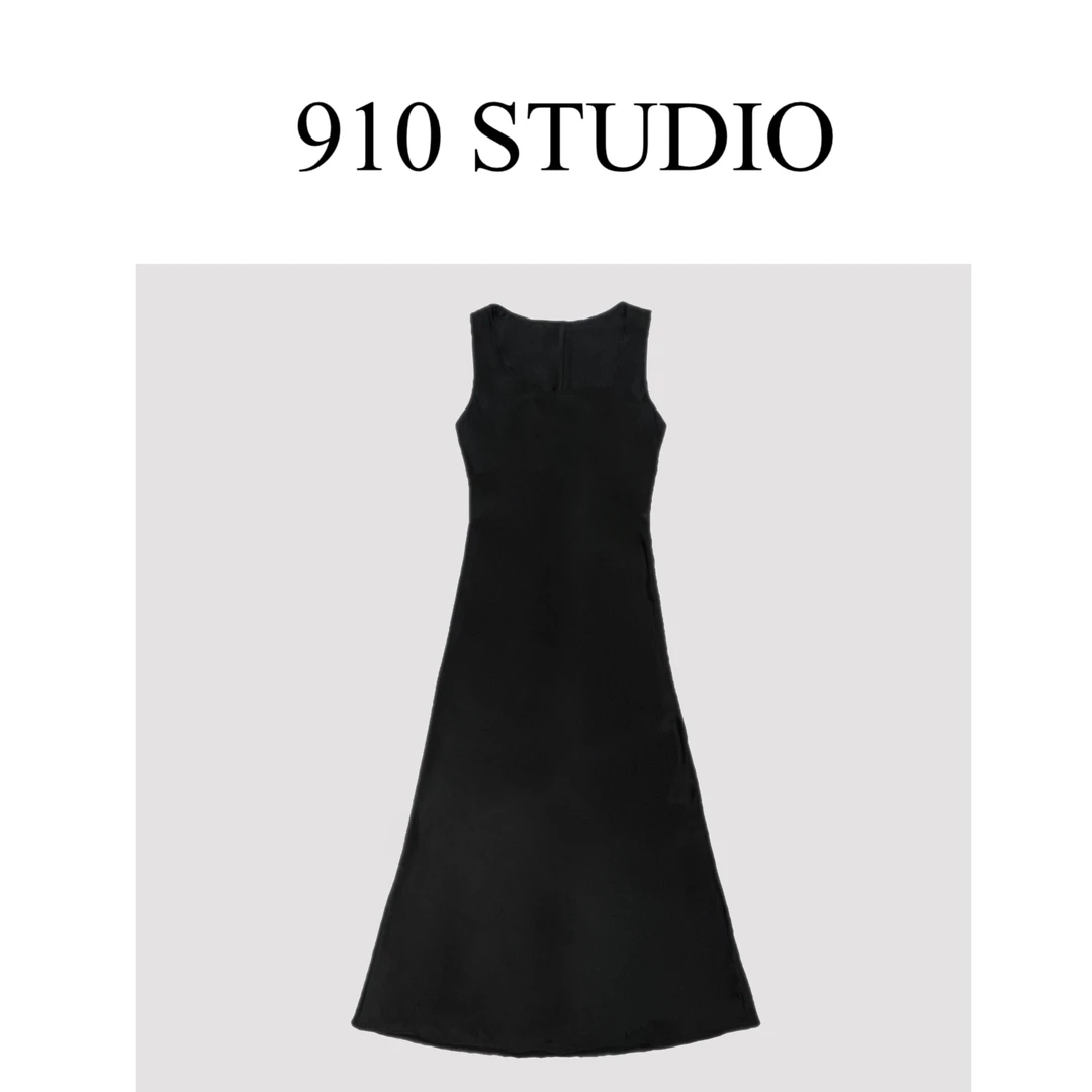 气质黑色百搭醋酸连衣裙 910-studi